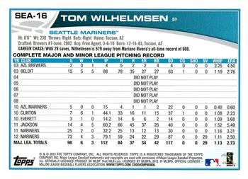 2013 Topps Seattle Mariners #SEA-16 Tom Wilhelmsen Back