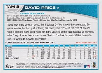 2013 Topps Tampa Bay Rays #TAM2 David Price Back