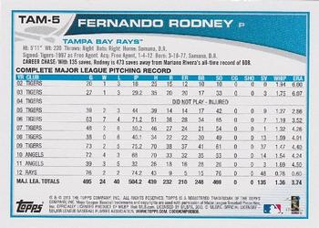 2013 Topps Tampa Bay Rays #TAM5 Fernando Rodney Back