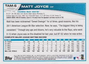 2013 Topps Tampa Bay Rays #TAM6 Matt Joyce Back