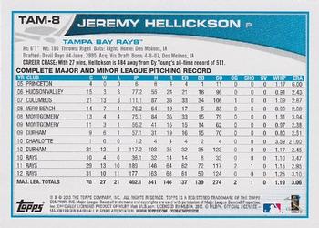 2013 Topps Tampa Bay Rays #TAM8 Jeremy Hellickson Back