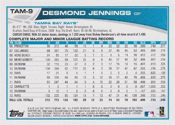 2013 Topps Tampa Bay Rays #TAM9 Desmond Jennings Back