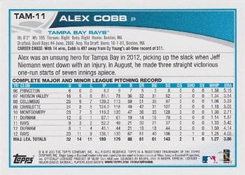 2013 Topps Tampa Bay Rays #TAM11 Alex Cobb Back