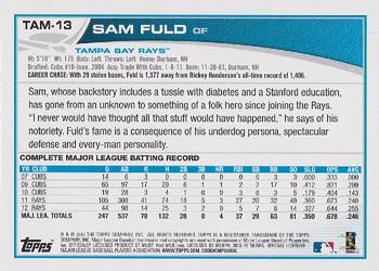 2013 Topps Tampa Bay Rays #TAM13 Sam Fuld Back
