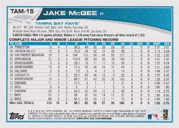 2013 Topps Tampa Bay Rays #TAM15 Jake McGee Back