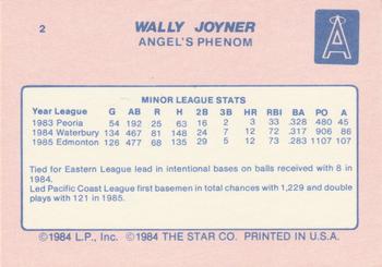 1986 Star Wally Joyner #2 Wally Joyner Back