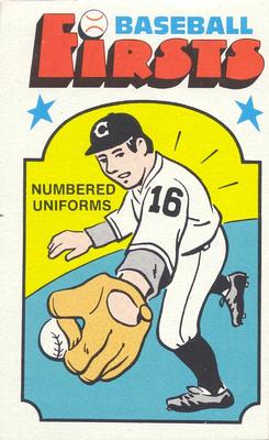 1976 Fleer Official Major League Patches - Baseball Firsts #7 Numbered Uniforms Front