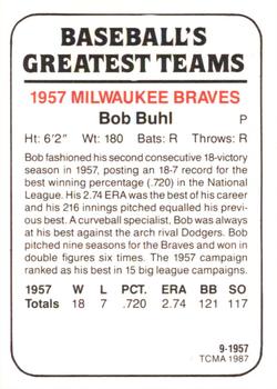 1987 TCMA 1957 Milwaukee Braves #9 Bob Buhl Back