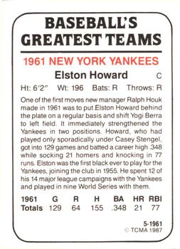 1987 TCMA 1961 New York Yankees #5 Elston Howard Back
