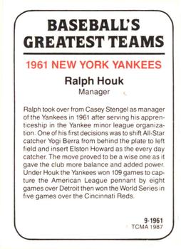 1987 TCMA 1961 New York Yankees #9 Ralph Houk Back