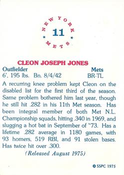 1975 SSPC New York Mets #11 Cleon Jones Back