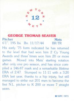 1975 SSPC New York Mets #12 Tom Seaver Back