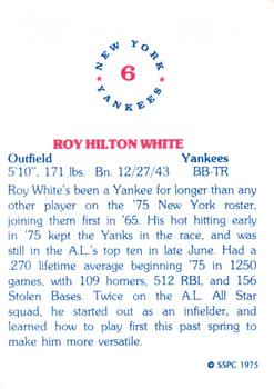 1975 SSPC New York Yankees #6 Roy White Back