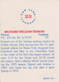 1975 SSPC New York Yankees #23 Dick Tidrow Back