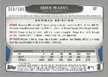 2013 Bowman - Blue #47 Brian McCann Back