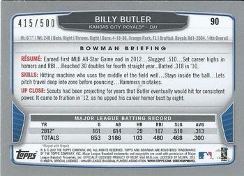 2013 Bowman - Blue #90 Billy Butler Back