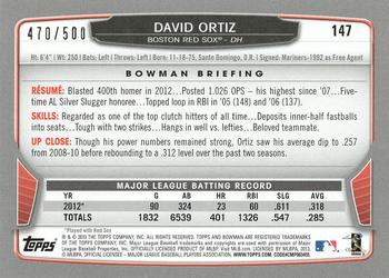 2013 Bowman - Blue #147 David Ortiz Back