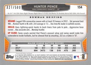 2013 Bowman - Blue #154 Hunter Pence Back