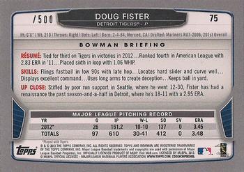 2013 Bowman - Blue #75 Doug Fister Back