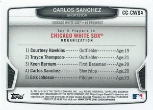 2013 Bowman - Chrome Cream of the Crop Mini Refractors #CC-CWS4 Carlos Sanchez Back