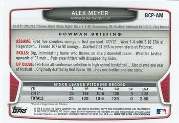 2013 Bowman - Chrome Prospect Autographs #BCP-AM Alex Meyer Back