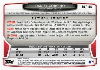 2013 Bowman - Chrome Prospect Autographs #BCP-DC Daniel Corcino Back