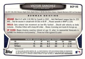 2013 Bowman - Chrome Prospect Autographs #BCP-VS Victor Sanchez Back