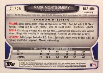 2013 Bowman - Chrome Prospect Autographs Orange Refractors #BCP-MM Mark Montgomery Back