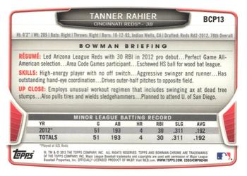 2013 Bowman - Chrome Prospects #BCP13 Tanner Rahier Back
