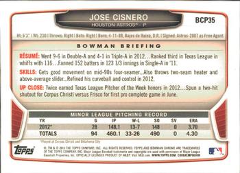 2013 Bowman - Chrome Prospects #BCP35 Jose Cisnero Back