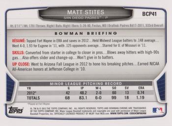 2013 Bowman - Chrome Prospects #BCP41 Matt Stites Back