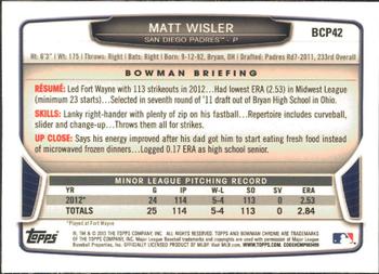 2013 Bowman - Chrome Prospects #BCP42 Matt Wisler Back