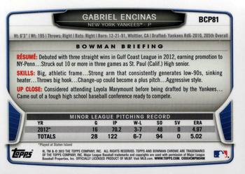 2013 Bowman - Chrome Prospects #BCP81 Gabriel Encinas Back