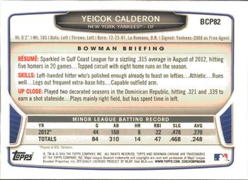 2013 Bowman - Chrome Prospects #BCP82 Yeicok Calderon Back