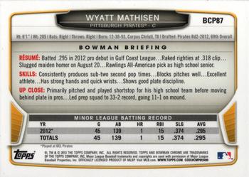 2013 Bowman - Chrome Prospects #BCP87 Wyatt Mathisen Back