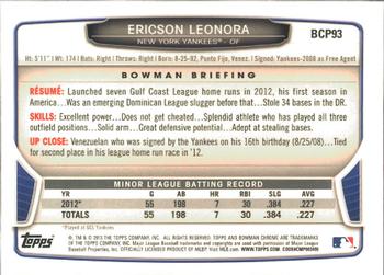2013 Bowman - Chrome Prospects #BCP93 Ericson Leonora Back