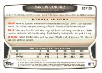2013 Bowman - Chrome Prospects #BCP109 Carlos Sanchez Back