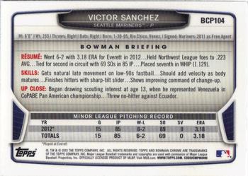 2013 Bowman - Chrome Prospects #BCP104 Victor Sanchez Back