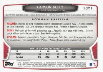 2013 Bowman - Chrome Prospects #BCP19 Carson Kelly Back