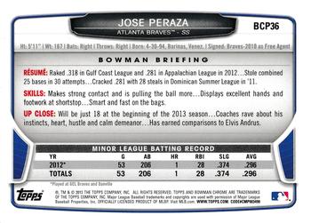 2013 Bowman - Chrome Prospects #BCP36 Jose Peraza Back