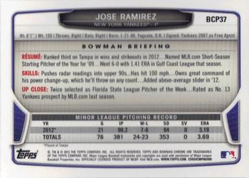 2013 Bowman - Chrome Prospects #BCP37 Jose Ramirez Back