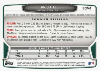 2013 Bowman - Chrome Prospects #BCP40 Kris Hall Back