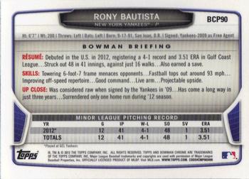 2013 Bowman - Chrome Prospects #BCP90 Rony Bautista Back
