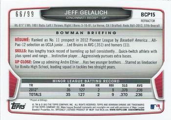 2013 Bowman - Chrome Prospects Black Refractors #BCP15 Jeff Gelalich Back
