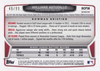 2013 Bowman - Chrome Prospects Black Refractors #BCP30 Willians Astudillo Back