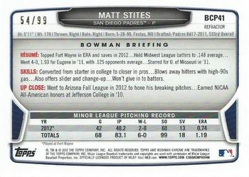 2013 Bowman - Chrome Prospects Black Refractors #BCP41 Matt Stites Back