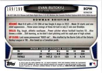 2013 Bowman - Chrome Prospects Purple Refractors #BCP99 Evan Rutckyj Back