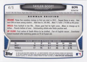 2013 Bowman - Chrome Prospects Red Refractors #BCP8 Tayler Scott Back