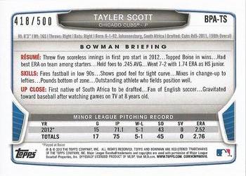 2013 Bowman - Chrome Prospects Refractors #BCP8 Tayler Scott Back