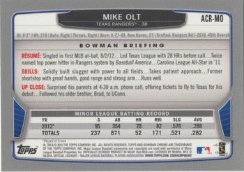 2013 Bowman - Chrome Rookie Autographs #ACR-MO Mike Olt Back